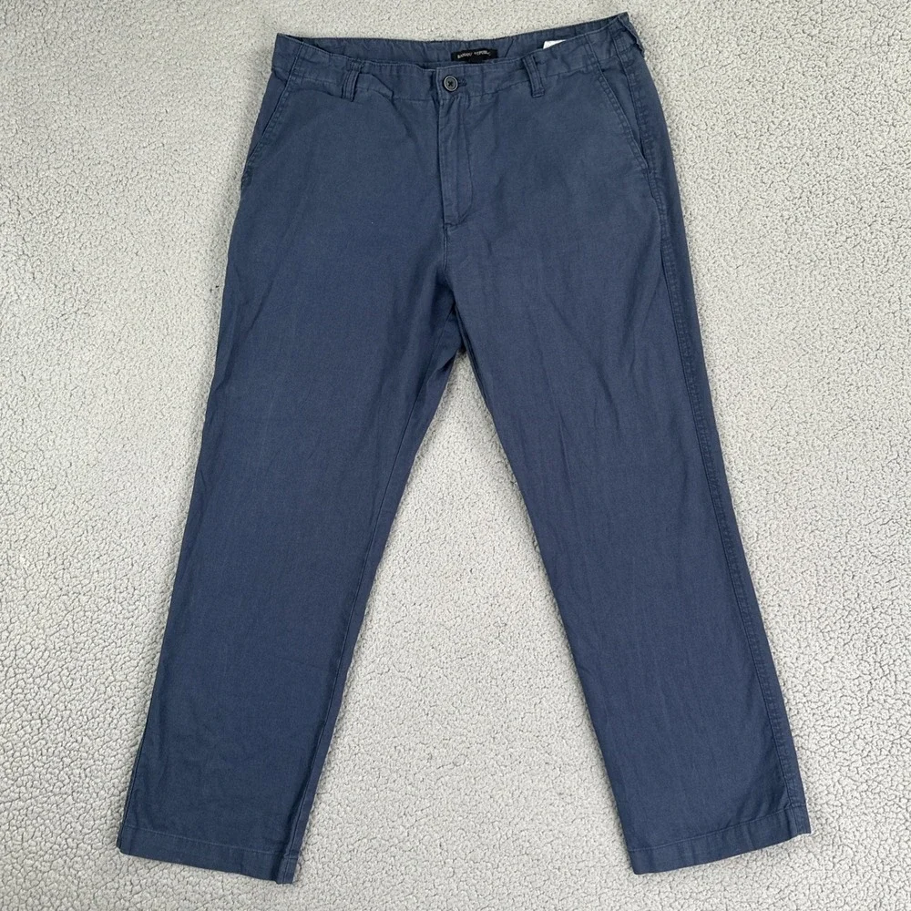 Banana Republic Linen Cotton Pants Men 34x30 Hague Blue Flap Pocket Breathable